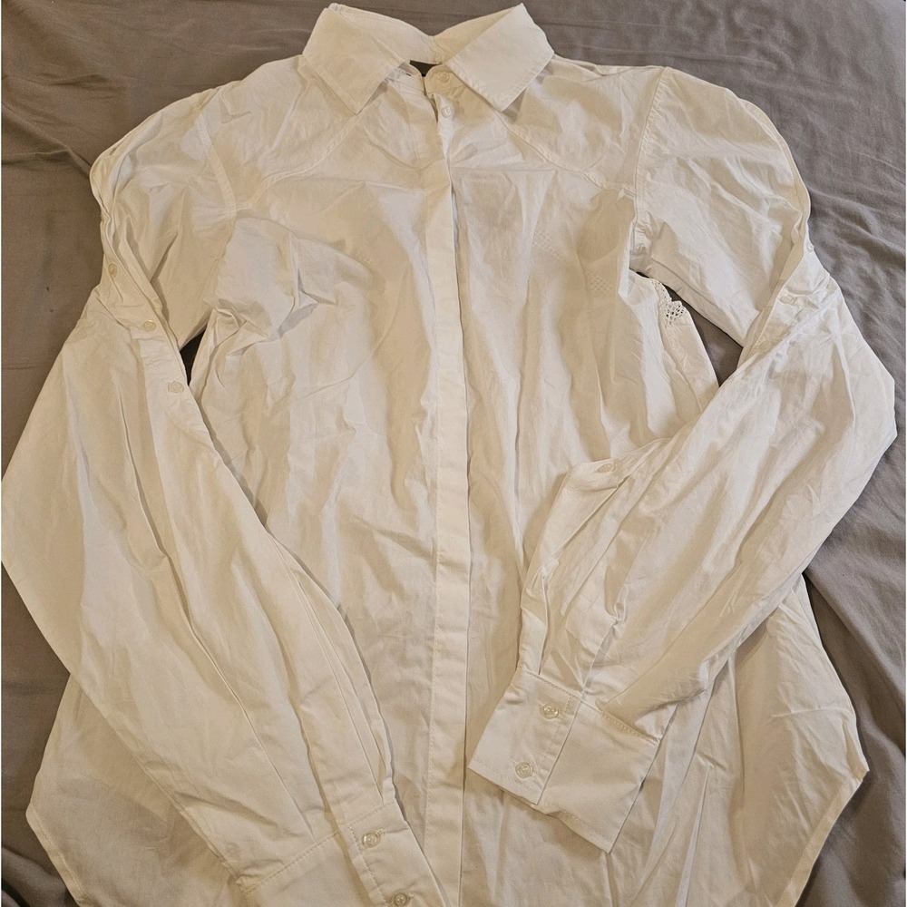 The Athletic Side Of Us Anne Detachable Back Button Down Retail $110 Women's Med